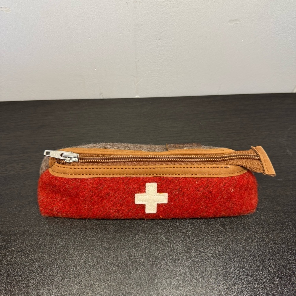 Karlen Swiss Army Vintage Recycled Wool & Leather Pencil Case